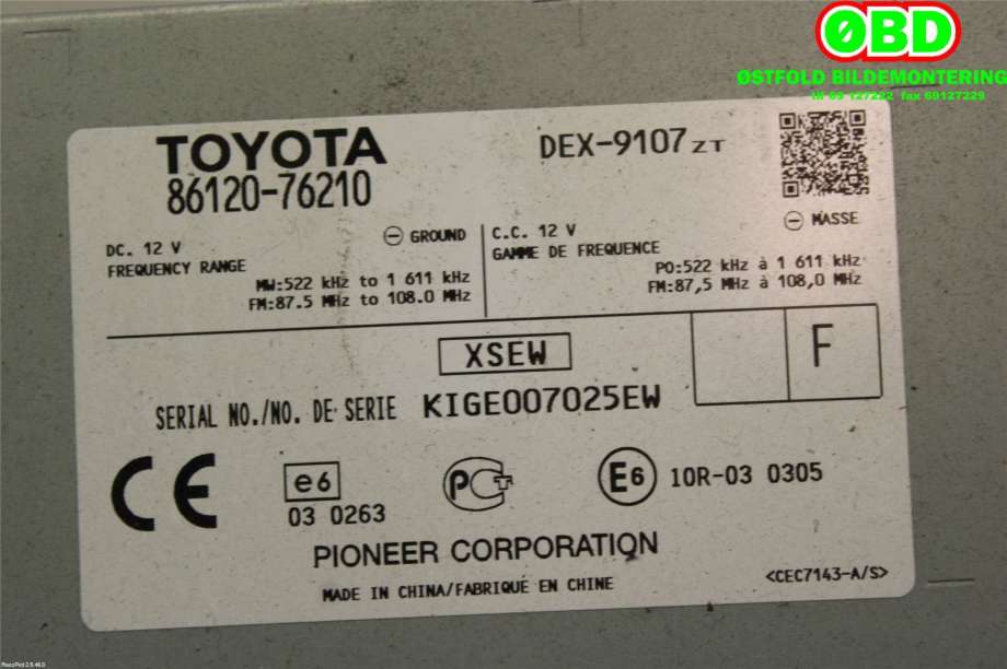 Bilstereo til Lexus CT 2010-2020  (8612076210|)