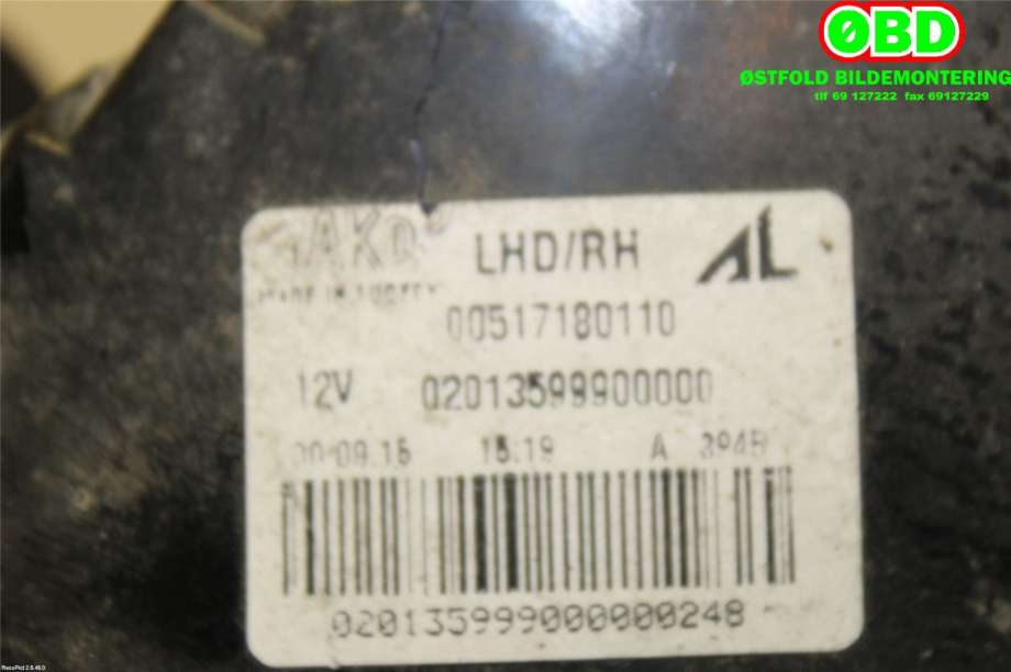 Baklykt fra støtfanger til Alfa Romeo MiTo 2008-2016 (ALFA ROMEO|51718011|)