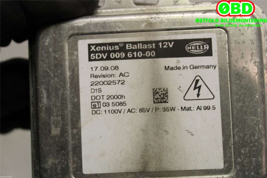 Styreenhet xenon/ballast til Škoda Octavia 2009-2013 (Type II, Fase 2)  (SKODA|1Z0 941 641 B|5DV009610|)