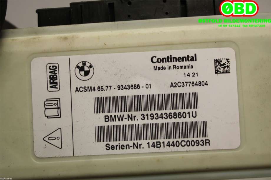 Airbag elektronikk til BMW X4 2014-2018 (F26) (F26) (BMW|65777911606||65779343686)