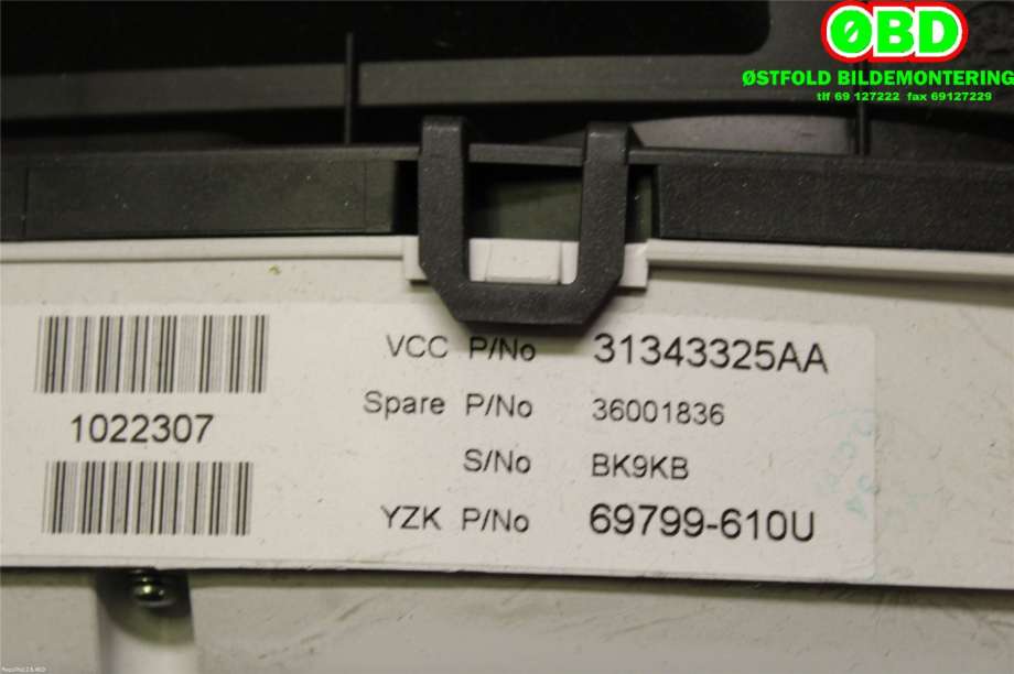 Instrumentpanel til Volvo V70 2007-2013 (Type III, Fase 1)  (VOLVO||31343325AA)