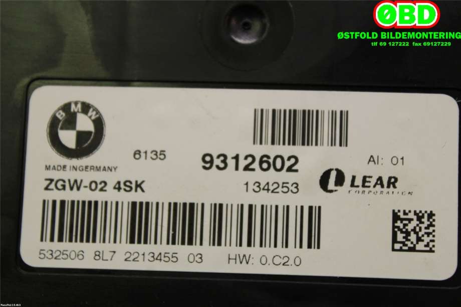 Styreenhet diverse til BMW X3 2010-2017 (F25) (F25) (BMW|61 35 9 360 344||61359312602)