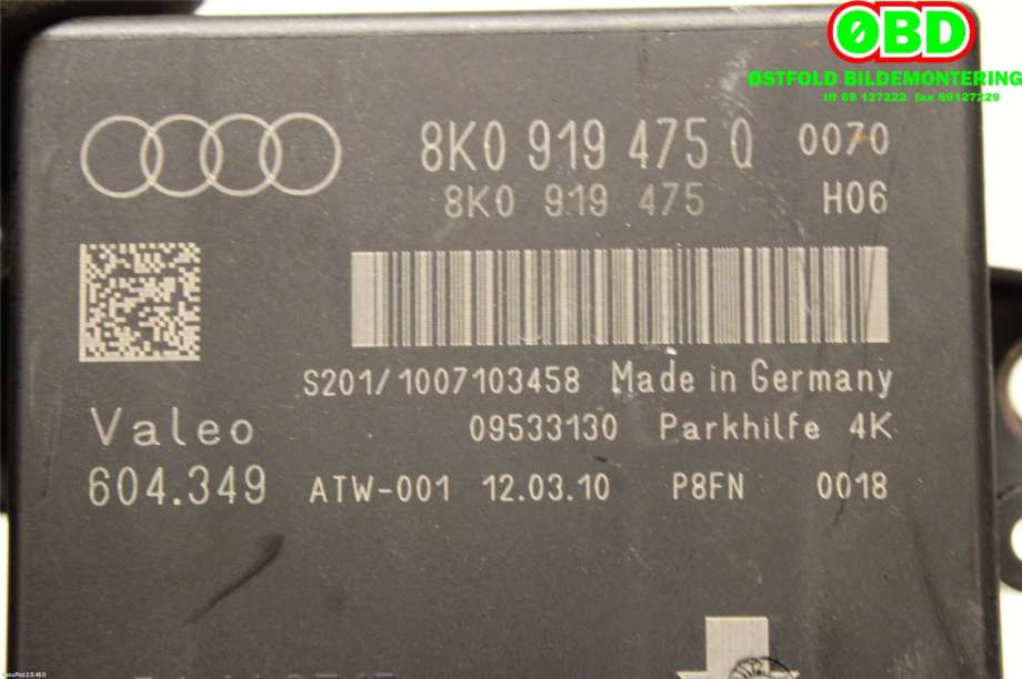 Styreenhet parkering til Audi Q5 2008-2012 (Type I, Fase 1)  (AUDI|8K0 919 475 T||8K0919475Q)