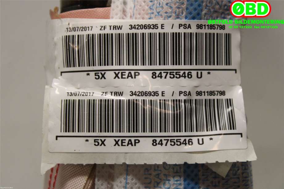 Airbag gardin høyre til Citroën C3 2016-->> (Type III)  (CITROEN||981185798)