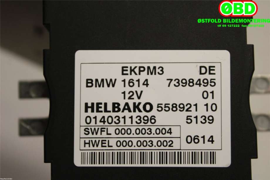 Styreenhet drivstoffpumpe til BMW 3-Serie 2012-2018 (F30/F31/F34) (F30/F31/F34) (BMW|16 14 7 411 595||16147398495)