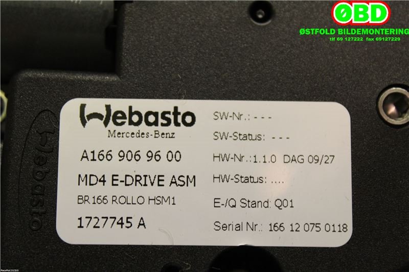 Takluke motor til Mercedes ML 2011-2015 (Fase 1) (W166) (W166) (MERCEDES|A 166 906 96 00||1669069600)