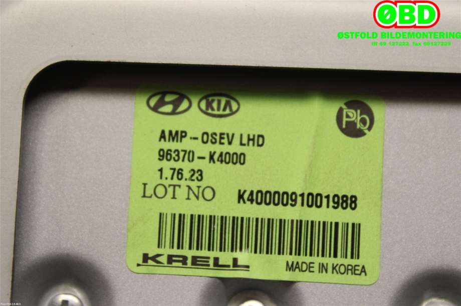 Bilstereo forsterker til Hyundai Kona 2017-2021 (Type I, Fase 1)  (HYUNDAI|96370K4000|)