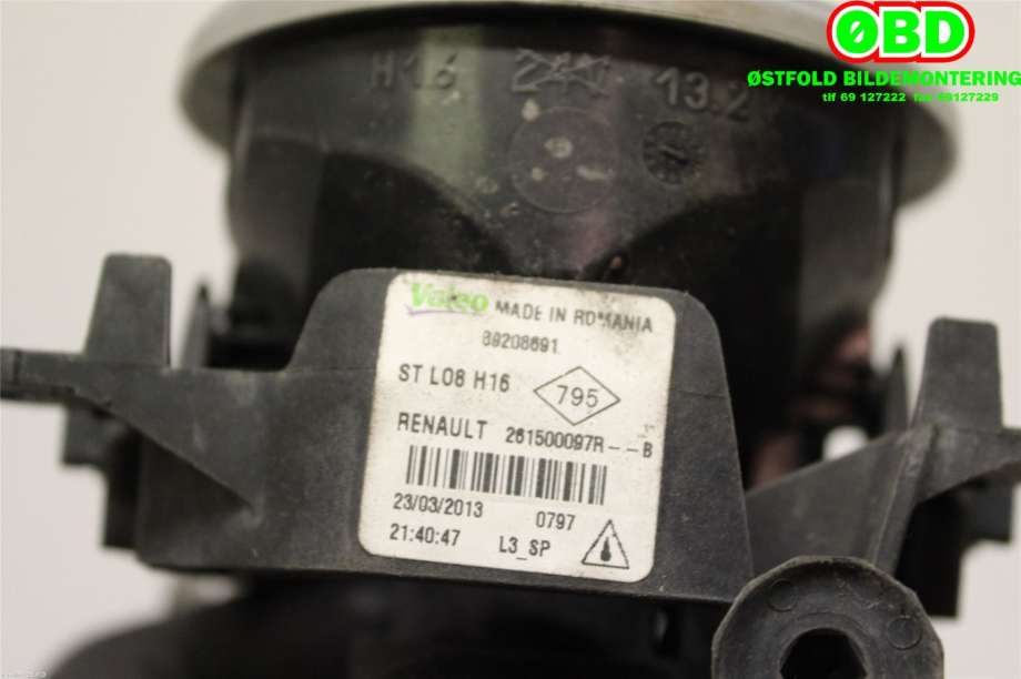 Tåkelykt venstre foran til Renault Clio 2012-2016 (Type IV, Fase 1)  (RENAULT|261500097R|)