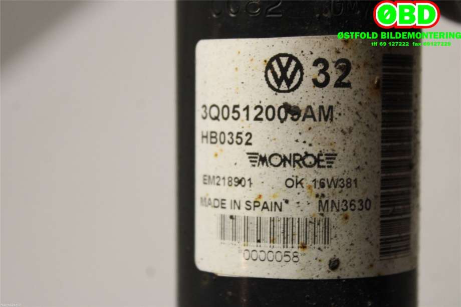 Støtdemper bak til VW Passat 2015-2019 (Fase 1) (B8) (B8) (VOLKSWAGEN|3Q0 513 045 AJ||3Q0512009AM)