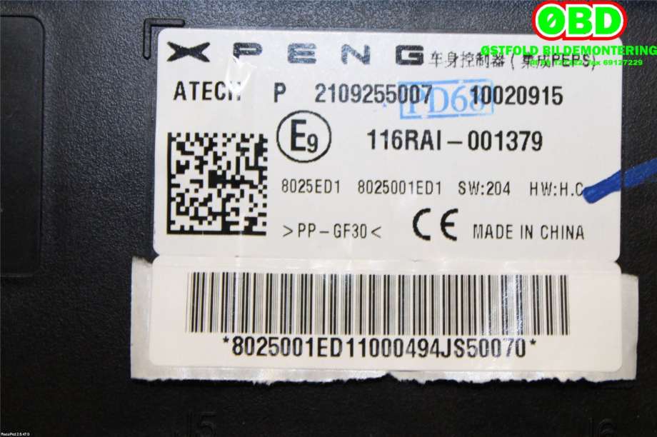 Styreenhet diverse til XPeng P7 2021-->>  (Xpeng  P7||8025001ED1)