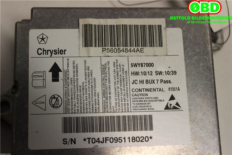 Airbag elektronikk til Fiat Freemont 2011-2015 (FIAT|K56054844AE||56054844AE)