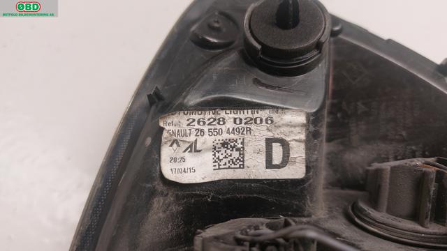Baklykt venstre til Renault Zoe 2013-2019 (Fase 1)  (RENAULT|265504492R|265509696R)