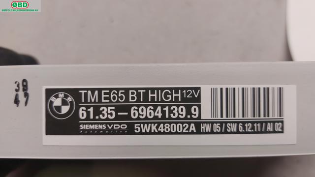 Styreenhet dør venstre foran til BMW 7-Serie 2000-2008 (E65/E66/E67/E88) (E65/E66/E67/E88) (BMW|61 35 6 964 139||61356964139)