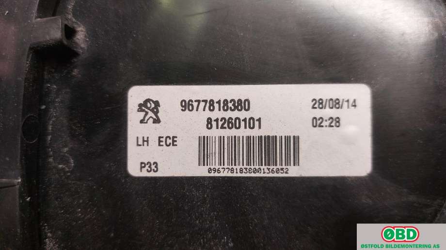 Baklykt venstre indre til Peugeot 308 2013-2021 (Type II)  (PEUGEOT|96 778 183 80||9677818380)