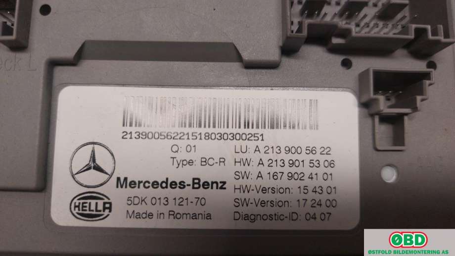 Styreenhet diverse til Mercedes E-Klasse 2016-2023 (W213) (W213) (MERCEDES|A 213 900 56 22|A 213 900 67 36|2139005622)