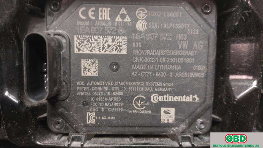 Sensor radar til Škoda Enyaq 2021-->> (Skoda|1EA 907 572 G||1EA907572G)