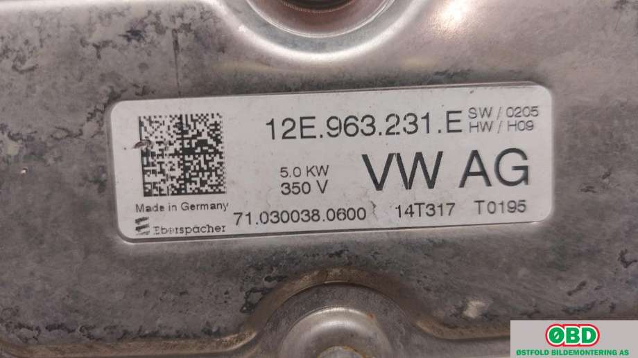 Varmeapparat register til VW e-Golf 2014-2017 (Fase 1)  (VOLKSWAGEN|5QE 819 013 Q|5QE 819 013 AC|12E963231E)