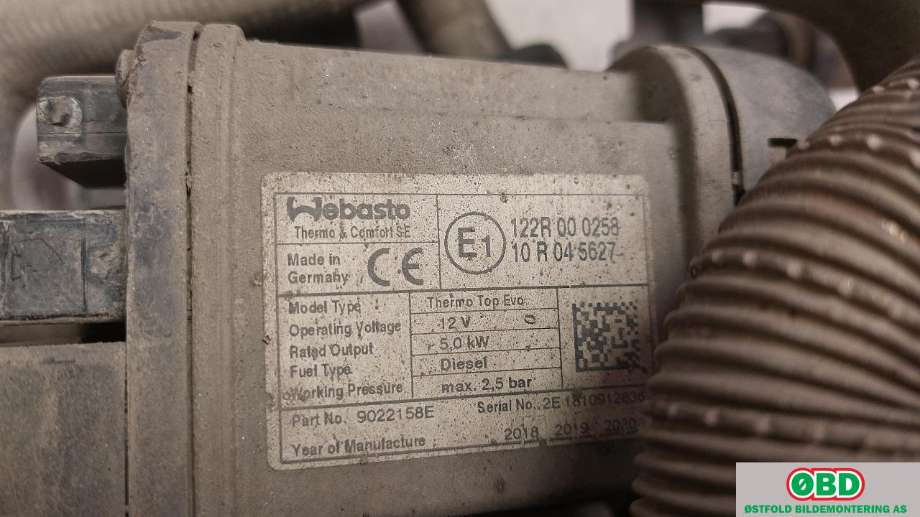 Dieselvarmer til Toyota Proace 2016-->> (Type II) (TOYOTA|)