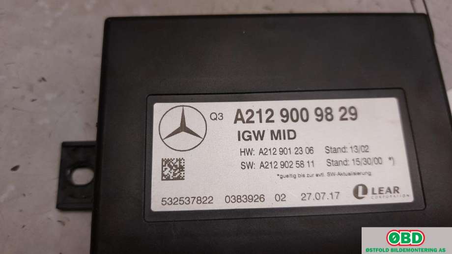 Styreenhet diverse til Mercedes GLE 2015-2018 (Fase 2) (W166) (W166) (MERCEDES|A 212 900 98 29||2129009829)