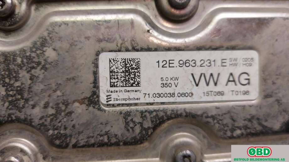 Motorvarmer elektrisk til VW e-Golf 2014-2017 (Fase 1)  (VOLKSWAGEN|5Q0819565B||12E963231G)