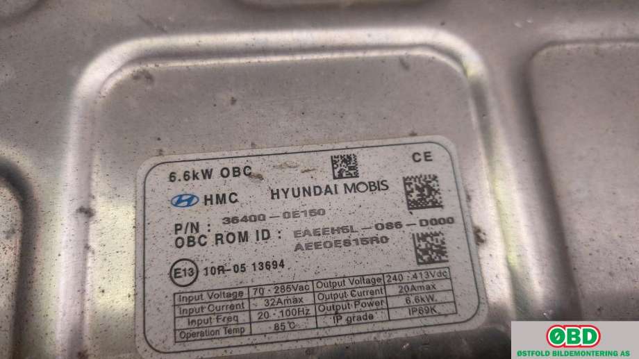 Batterilader (OBC - On Board Charger) til Hyundai Ioniq Electric 2019-->> (Fase 2)  (HYUNDAI|36400 0E150||364000E150)