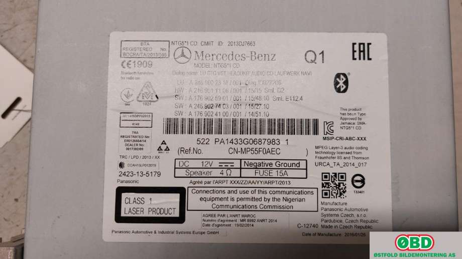 Bilstereo navigasjon til Mercedes GLA 2014-2020 (X156) (X156) (MERCEDES|A 246 900 23 18||2469002318)