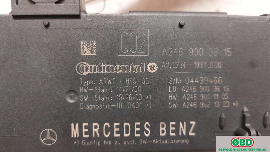 Styreenhet elektrisk bakluke til Mercedes GLA 2014-2020 (X156) (X156) (MERCEDES|A 246 900 36 15||2469003615)