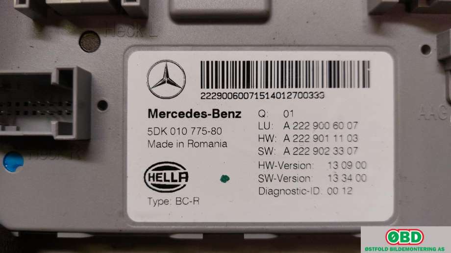 Styreenhet comfort (BCM) til Mercedes GLA 2014-2020 (X156) (X156) (A 222 900 60 07|A 222 900 59 14|2229006007)