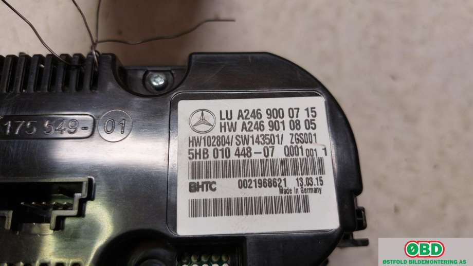 Varmeapparat betjening til Mercedes GLA 2014-2020 (X156) (X156) (MERCEDES|A 246 900 07 15|A 246 900 38 16|2469000715)