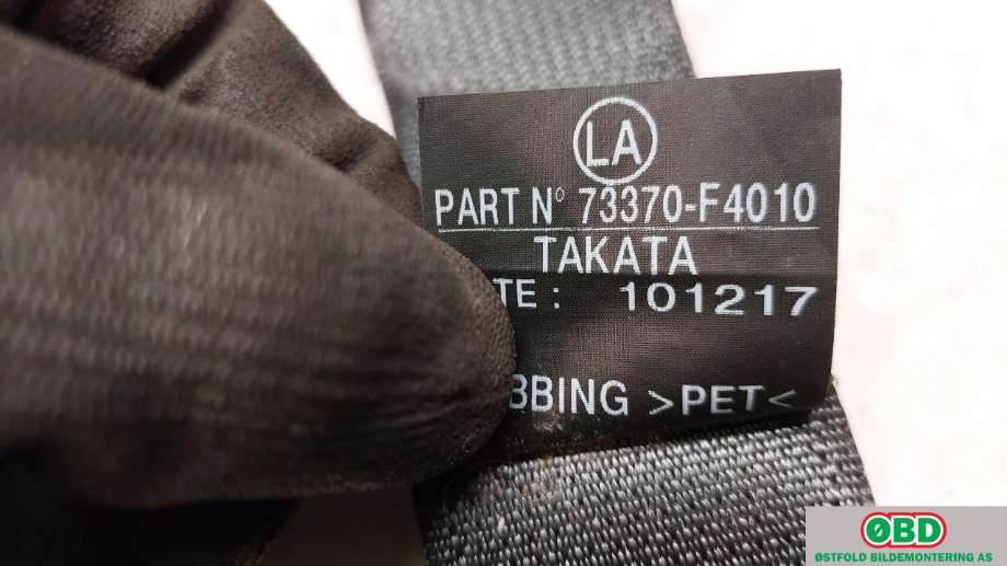 Sikkerhetsbelte bak venstre til Toyota C-HR 2016-->>  (TOYOTA|73370F4010C1||73370F4010)