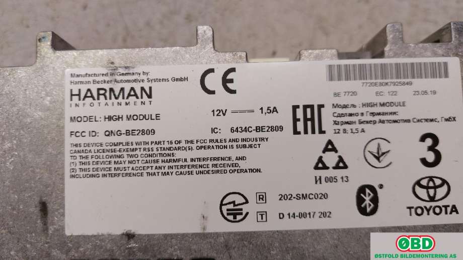 Bilstereo diverse til Toyota C-HR 2016-->>  (TOYOTA|6434CBE2809|)