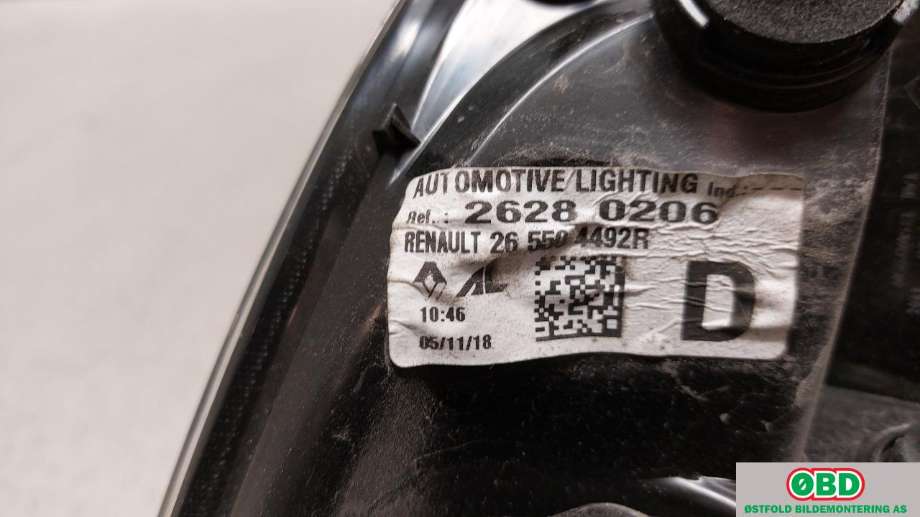 Baklykt høyre til Renault Zoe 2013-2019 (Fase 1)  (RENAULT|265509696R||265504492R)