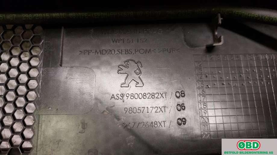 Deksel til Peugeot 308 2013-2021 (Type II)  (PEUGEOT|98 008 282 XT||98008282XT)
