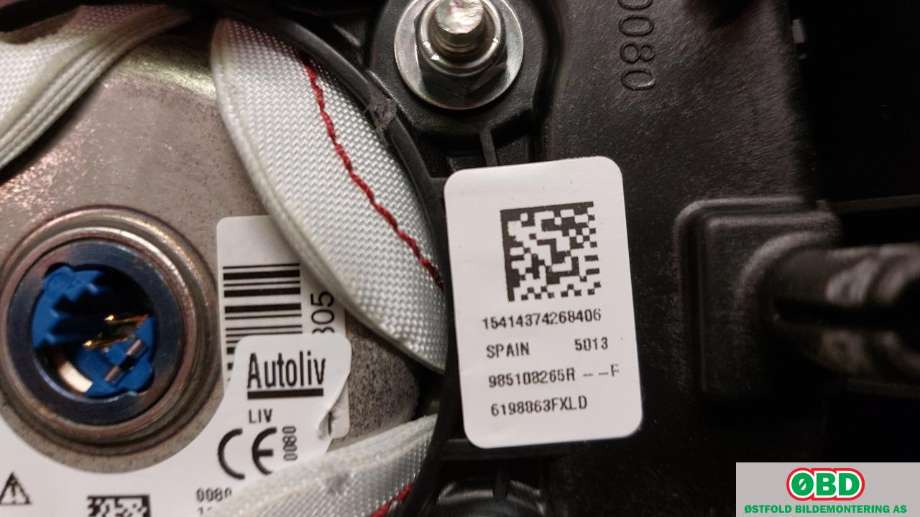 Airbag rattpute til Renault Captur 2013-2020 (Type I) (RENAULT|985108265R|)