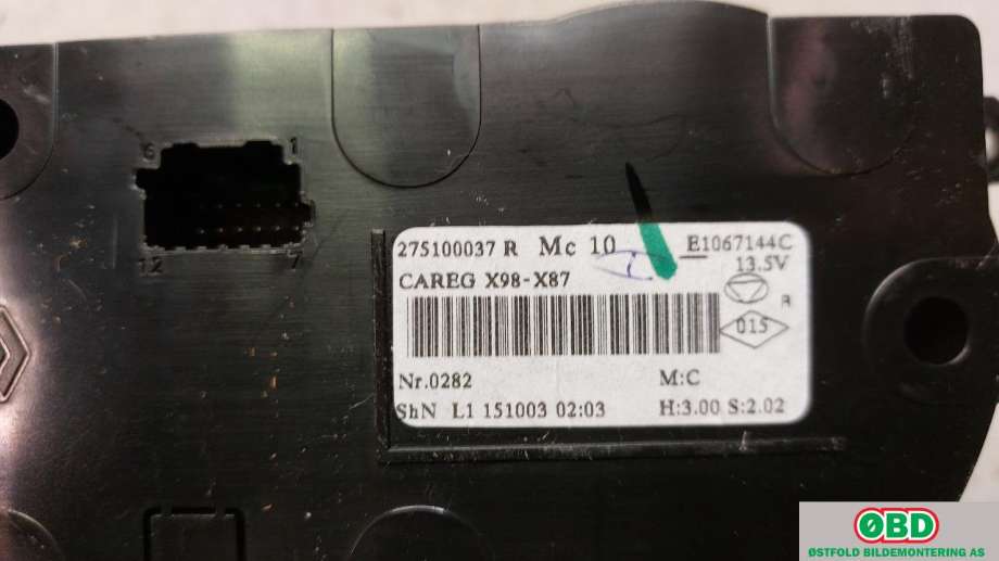 Varmeapparat betjening til Renault Captur 2013-2020 (Type I)  (RENAULT|275105430R||275100037R)