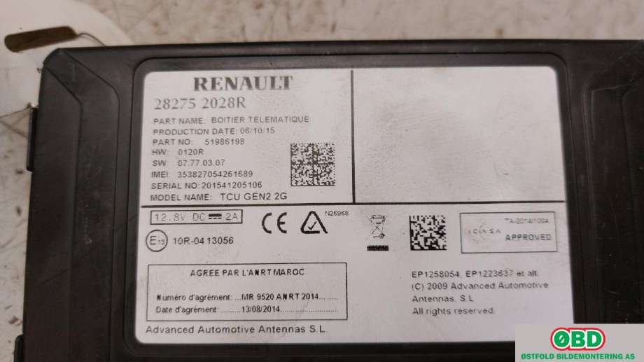 Styreenhet diverse til Renault Captur 2013-2020 (Type I)  (RENAULT|282759572R|282757104R|282752028R)