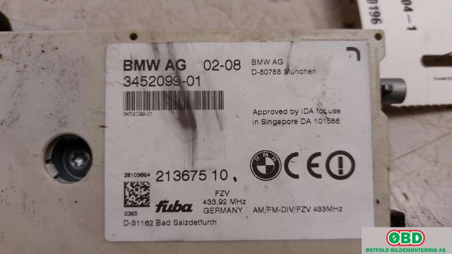 Antenne forsterker til BMW X3 2007-2010 (Fase 2) (E83) (E83) (BMW|65203452099|)