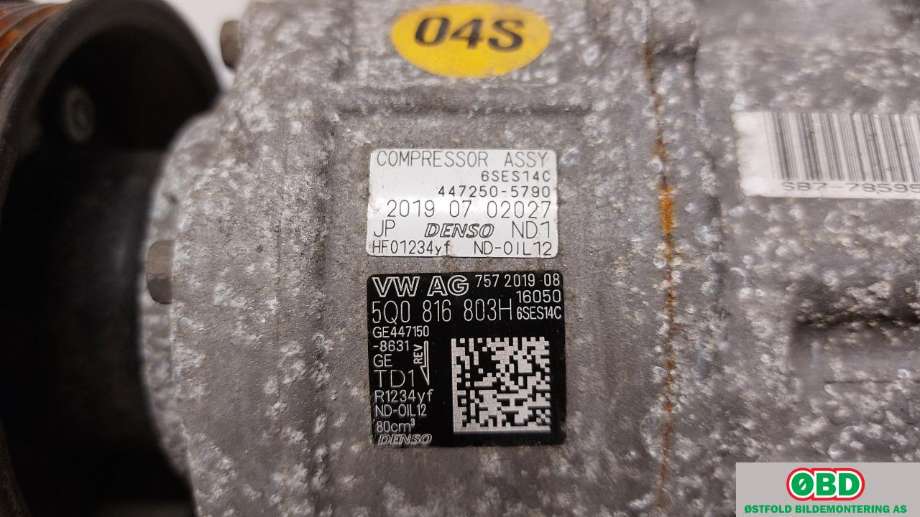 Aircondition kompressor til Škoda Octavia 2017-2020 (Type III, Fase 2)  (SKODA|5Q0 816 803 H||5Q0816803H)