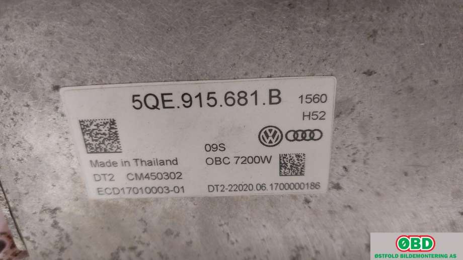 Batterilader (OBC - On Board Charger) til VW e-Golf 2017-2020 (Fase 2) (VOLKSWAGEN|5QE 915 681 N||5QE915681B)