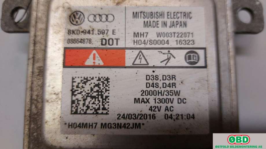Styreenhet xenon/ballast til VW Golf VII 2017-2020 (Fase 2) (VOLKSWAGEN|8K0 941 597 E|W003T22071|8K0941597E)
