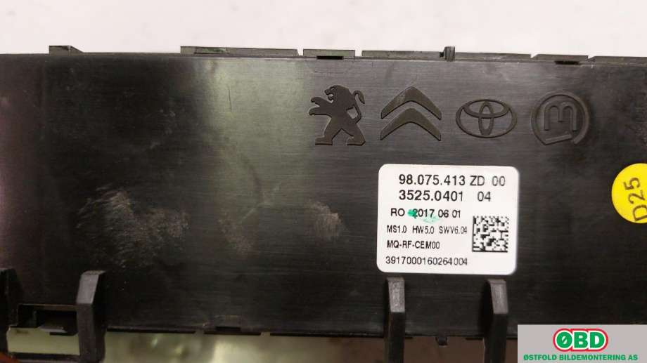 Varmeapparat betjening til Toyota Proace 2016-->> (Type II)  (TOYOTA||98075413ZD)