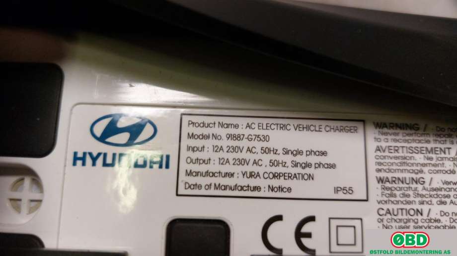 Batterilader kabel til Hyundai Ioniq Electric 2019-->> (Fase 2)  (HYUNDAI|91887G 7530||91887G7530)