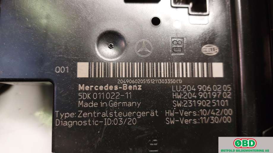 Sikringsboks til Mercedes C-Klasse 2011-2014 (Fase 2) (W204) (W204) (MERCEDES|A 204 900 48 03|A 204 906 54 02|2049060205)