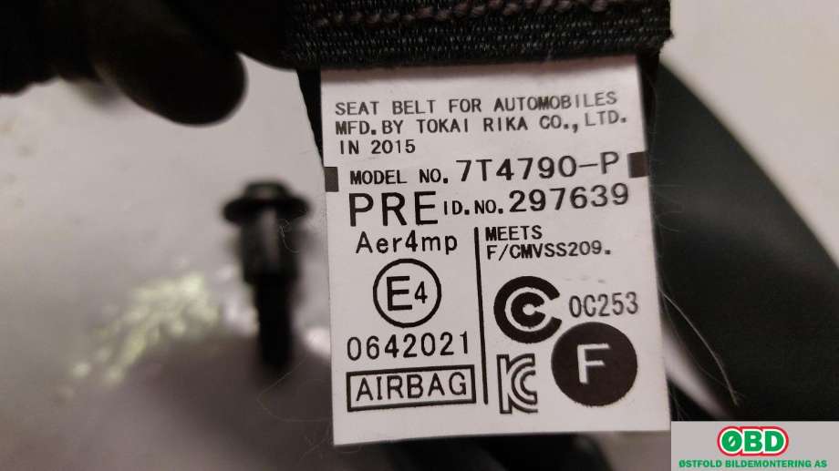 Airbag beltestrammer til Toyota RAV4 2013-2015 (Type IV, Fase 1) (TOYOTA|7322042311C0|)