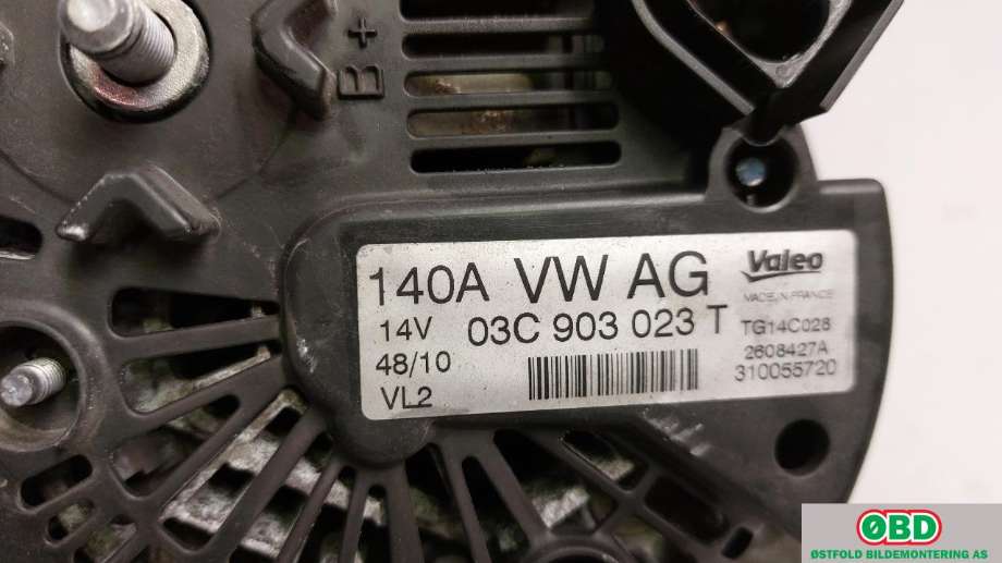 Dynamo til Audi A1 2010-2014 (Type I, Fase 1)  (AUDI|03C 903 023 T|03C 903 023 TX|03C903023T)