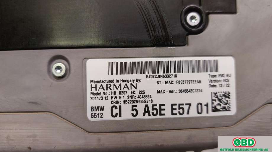 Bilstereo navigasjon til BMW i3 2013-2022  (BMW|65 12 5 A5E E57||65125A5EE57)