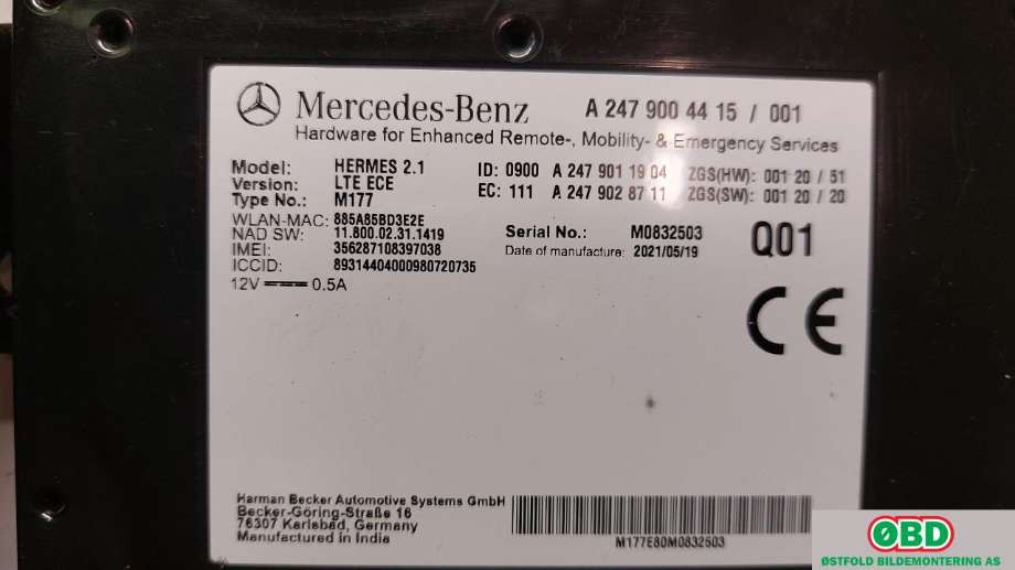 Styreenhet diverse til Mercedes GLC 2015-2022 (X253) (X253) (MERCEDES|A 247 900 44 15||2479004415)