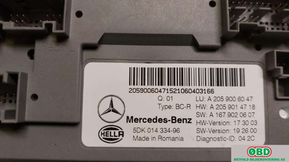 Styreenhet comfort (BCM) til Mercedes GLC 2015-2022 (X253) (X253) (MERCEDES|A 205 900 60 47||2059006047)