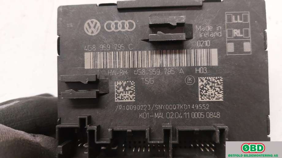 Styreenhet dør venstre foran til Audi A7 2010-2014 (Type I, Fase 1)  (AUDI|4G8 959 795 D||4G8959795C)