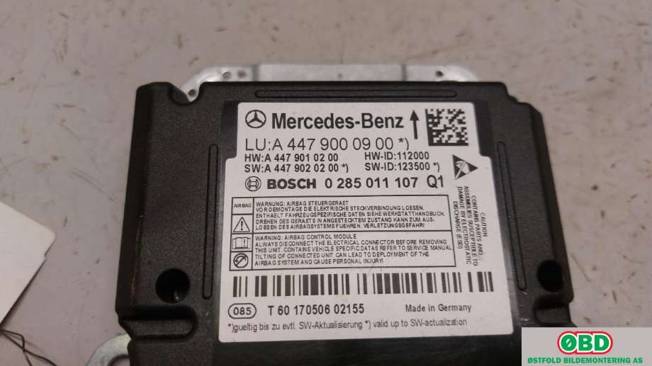 Airbag elektronikk til Mercedes Vito 2014-->> (W447) (W447) (MERCEDES|A 447 900 09 00||4479000900)